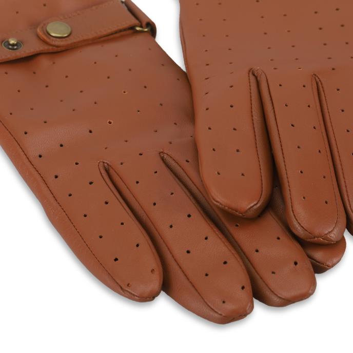 Isotoner Mens® Perforated Leather Driving Glove Tan Extra Image 3